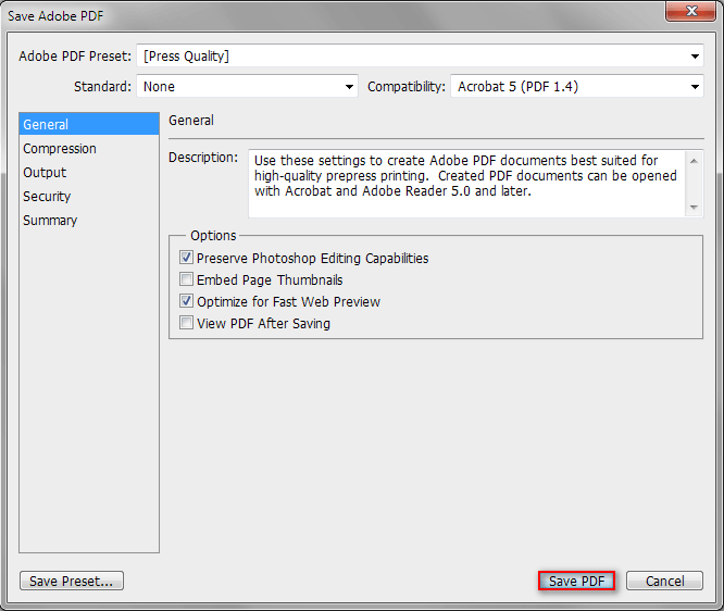 Enregistrer Adobe PDF