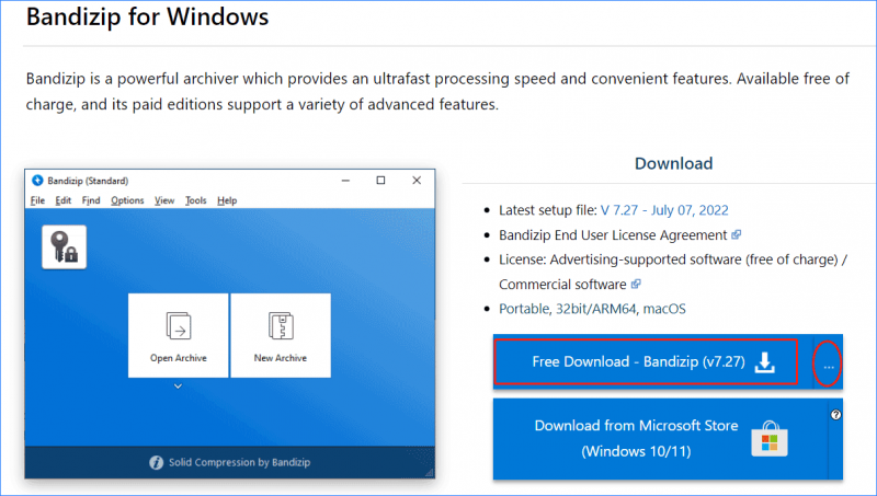   I-download ng Bandizip ang Windows 10