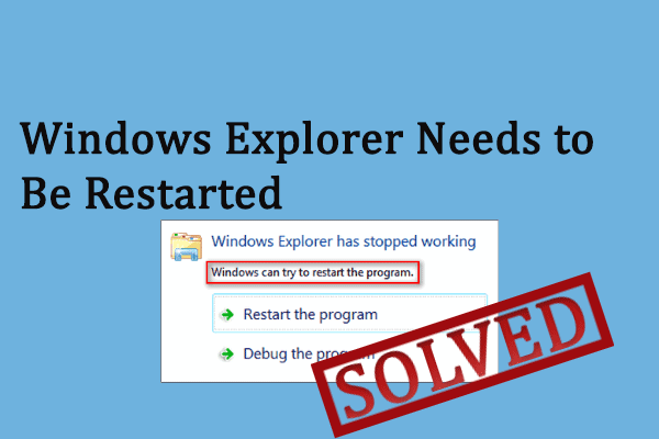 Celoten vodnik za Windows Explorer je treba znova zagnati
