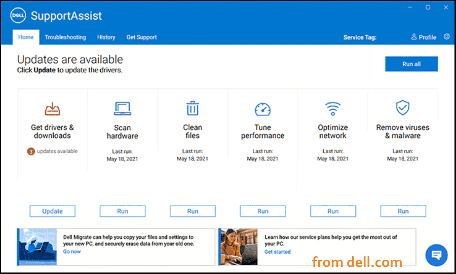 Aktualizace ovladače Dell pomocí aplikace SupportAssist