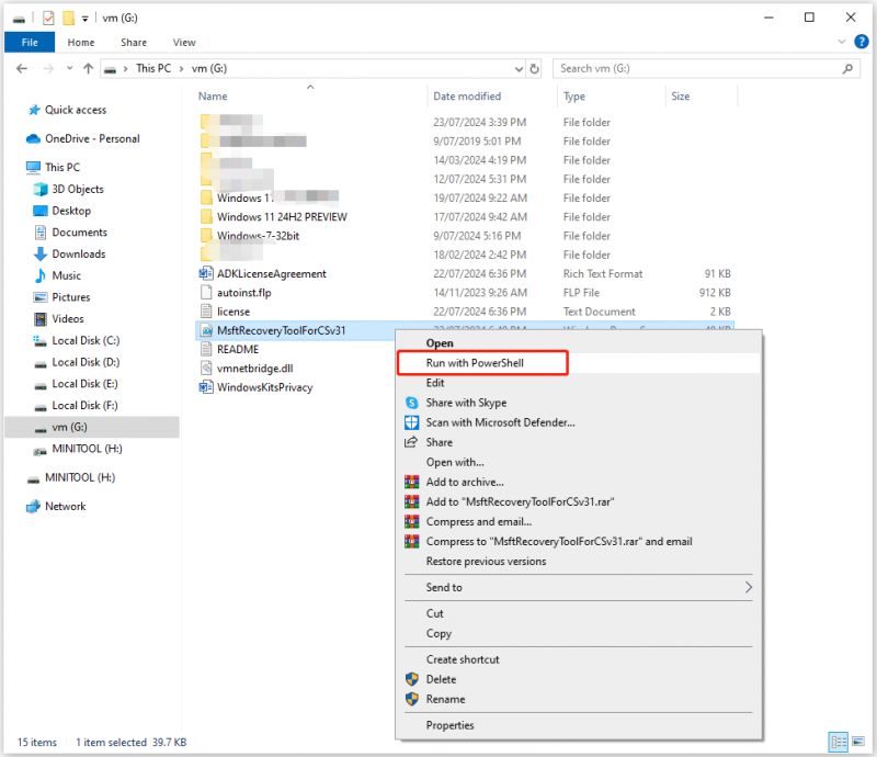   pilih Jalankan dengan PowerShell