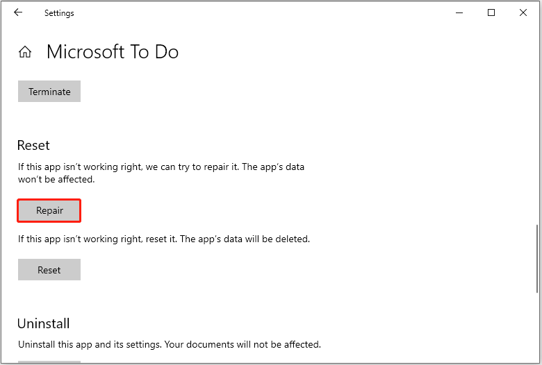   reparere Microsoft To Do