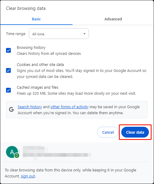   ștergeți fișierele temporare din Chrome