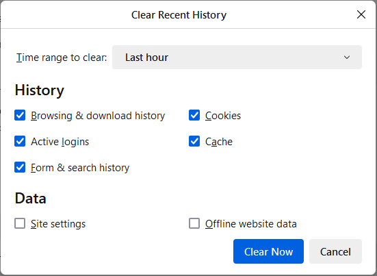   Firefox'ta internet dosyalarını temizle