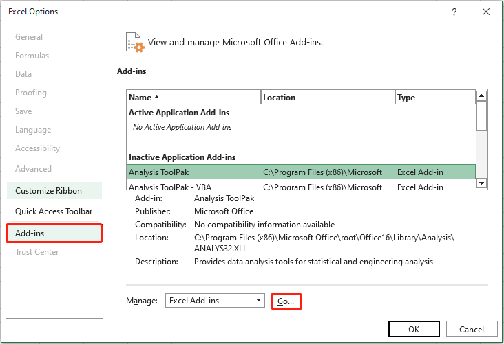   Verwalten Sie Excel-Add-Ins