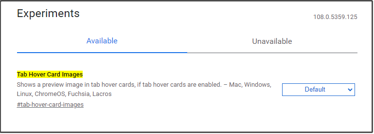   chrome://flags/#tab-hover-card-images