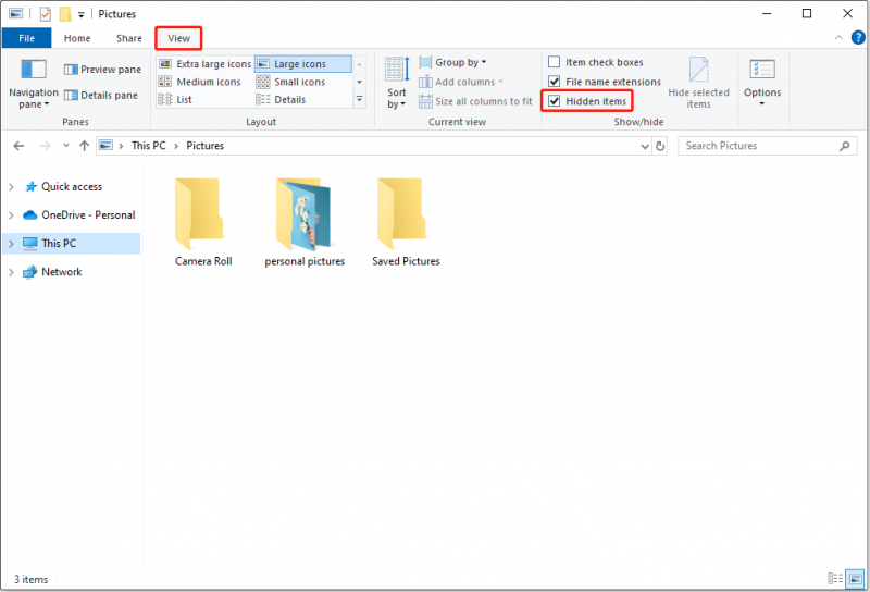   hiển thị các tập tin ẩn trong File Explorer