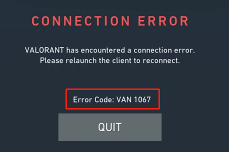 오류 코드 VAN 1067 Windows 11