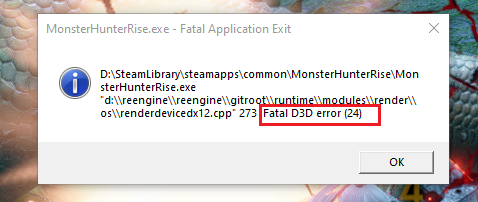 [Corrigé] Comment réparer l'erreur Monster Hunter : Rise Fatal D3D ?