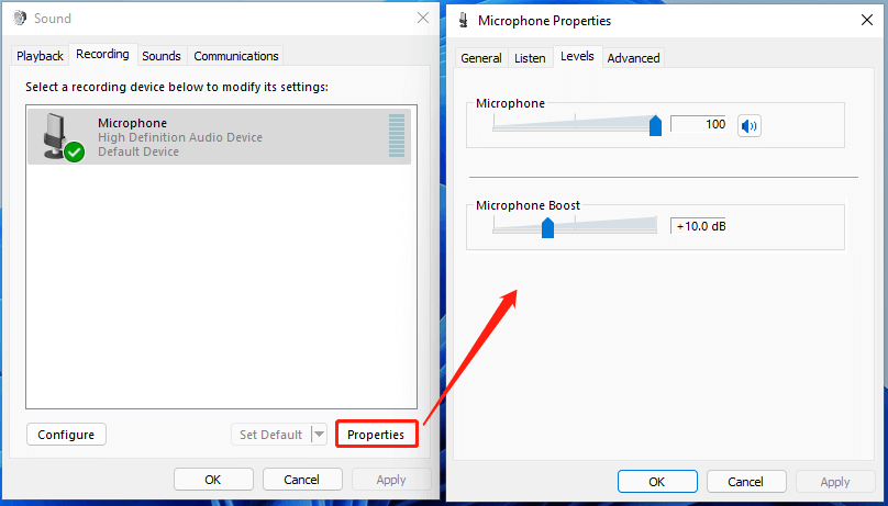 Como amplificar/aumentar/aumentar o volume do microfone no Windows 11?
