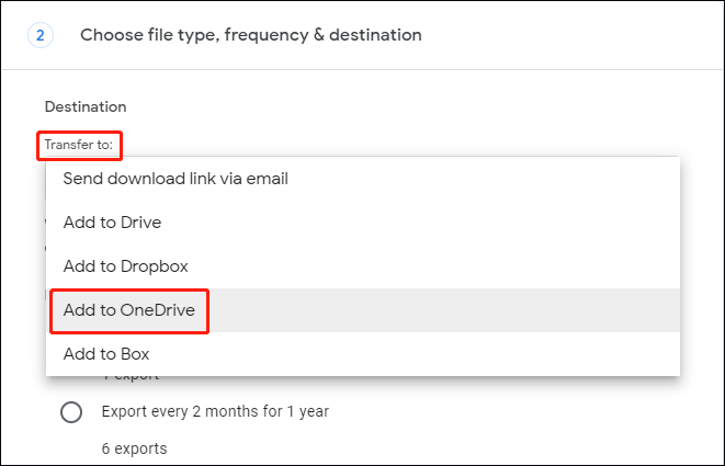   escolha Adicionar ao OneDrive