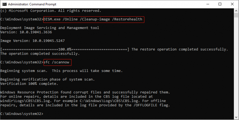   execute a verificação DISM e SFC para verificar e reparar arquivos de sistema danificados