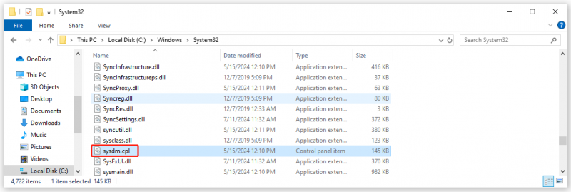   kopirajte datoteku sysdm.cpl