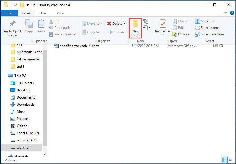 crie uma nova pasta no File Explorer