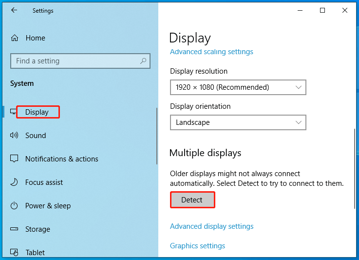   appuyez sur Détecter