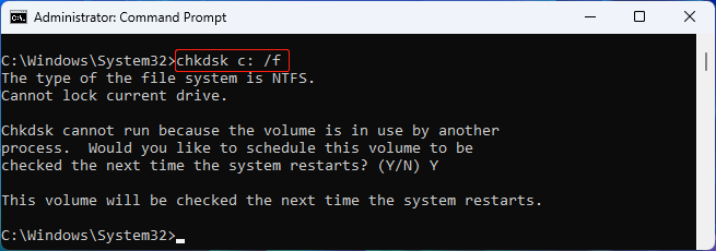   chkdsk C disks