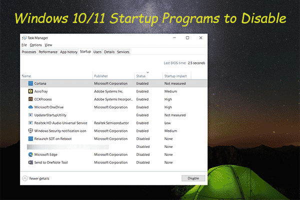 Windows 10/11 palaišanas programmas, kas jāatspējo, lai paātrinātu datoru
