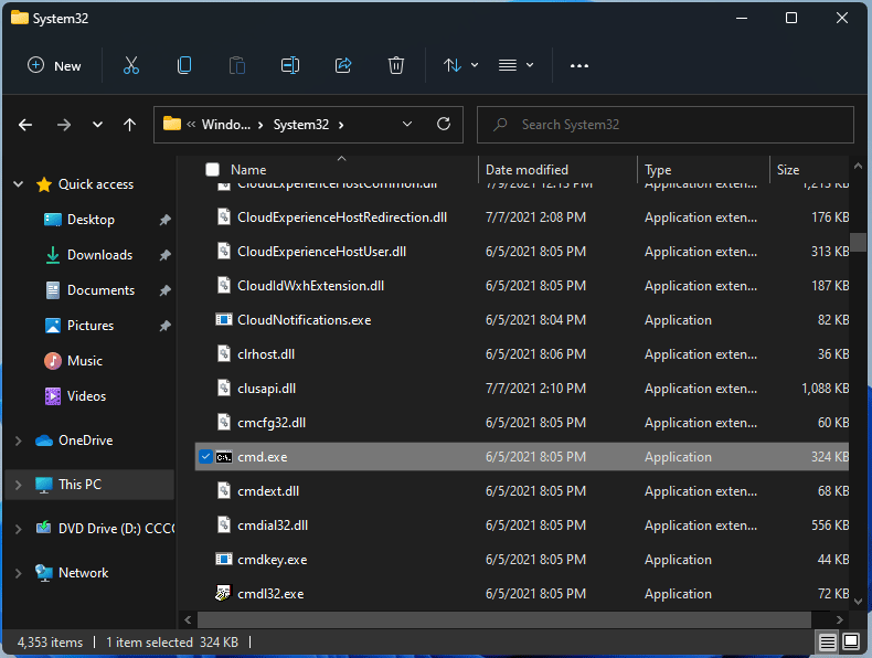 open de opdrachtprompt vanuit Windows 11 Verkenner