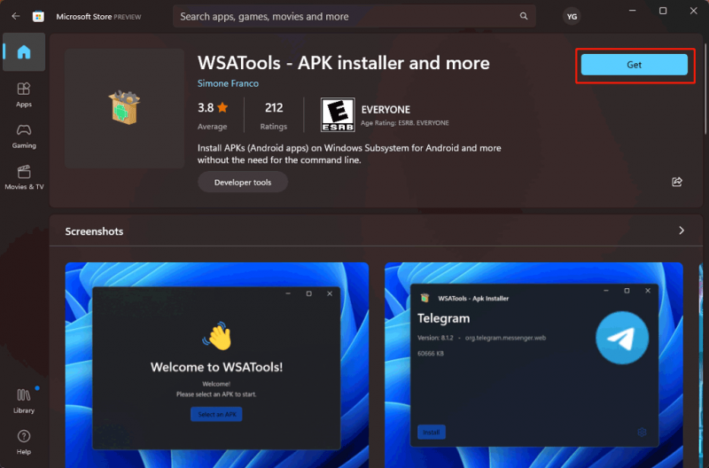 Installer Android Apps uden for Amazon Appstore via WSATools (Win11)