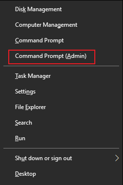 selectați Command Prompt (Administrator)