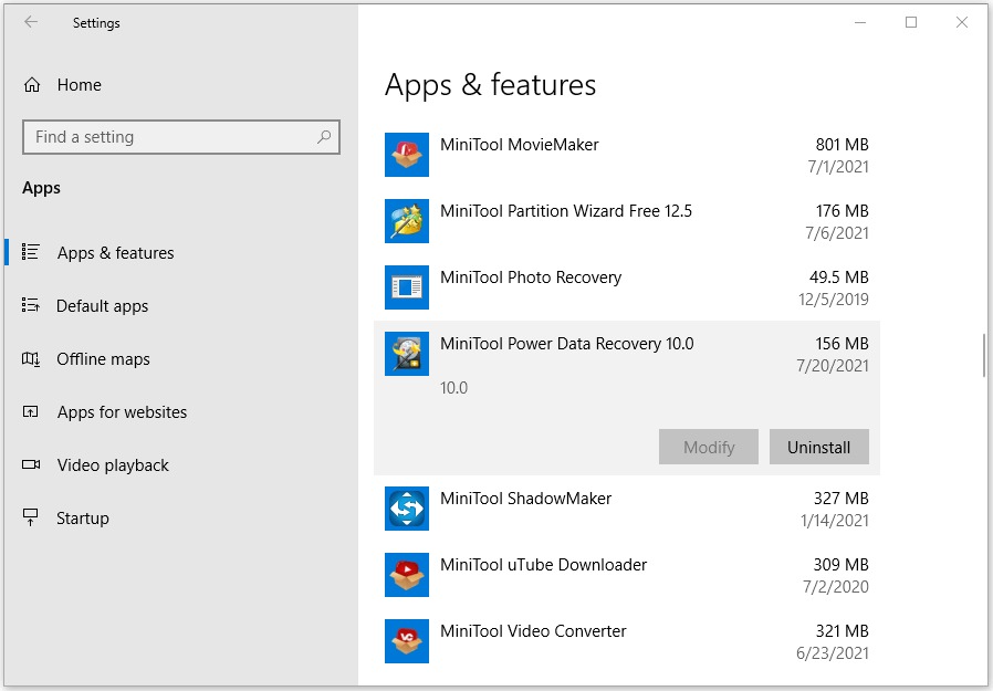 Brug Tilføj eller fjern programmer til at afinstallere apps Windows 10/11