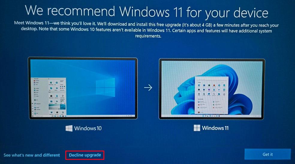 refuser la mise à niveau de Windows 11