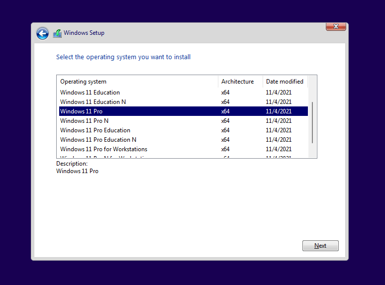 installer Windows 11 Pro eller Pro N