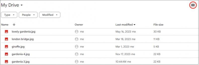   ver archivos por lista de archivos