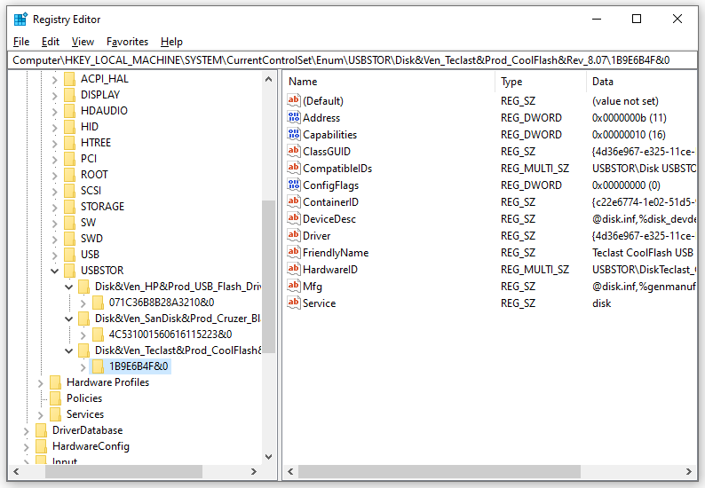   comprobar el historial del USB