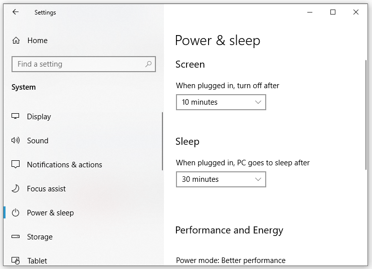   baguhin ang mga setting ng Sleep Mode