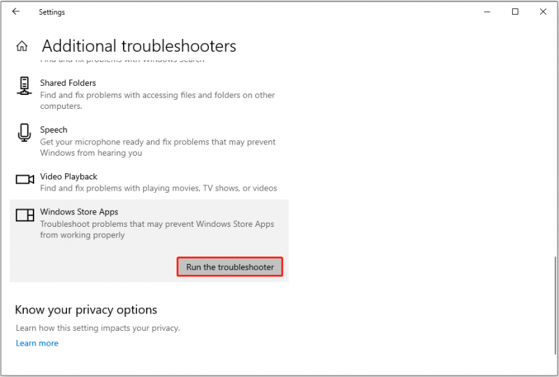   patakbuhin ang troubleshooter ng Windows Store Apps