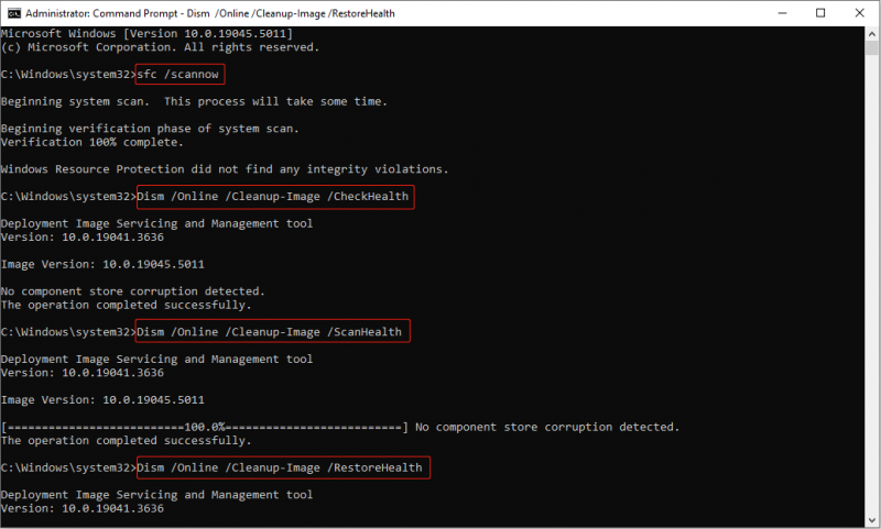   execute comandos para verificar e reparar arquivos de sistema corrompidos no prompt de comando