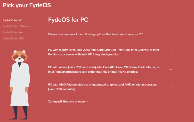   Tải xuống FydeOS cho PC