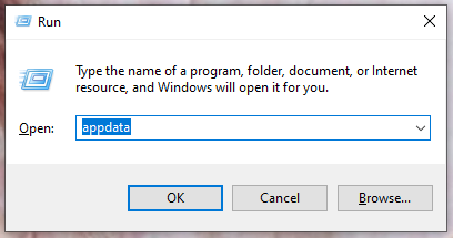 otwórz folder AppData
