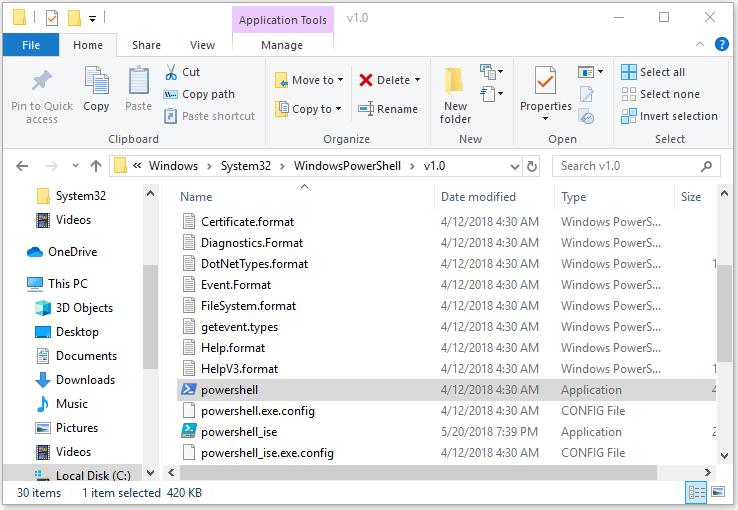 lancarkan PowerShell dalam File Explorer