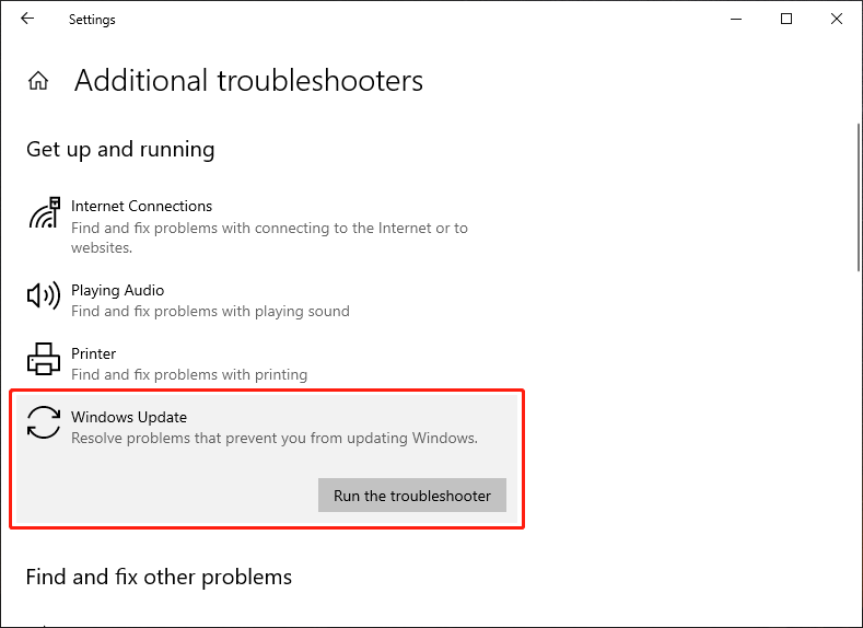   spusťte Poradce při potížích se službou Windows Update