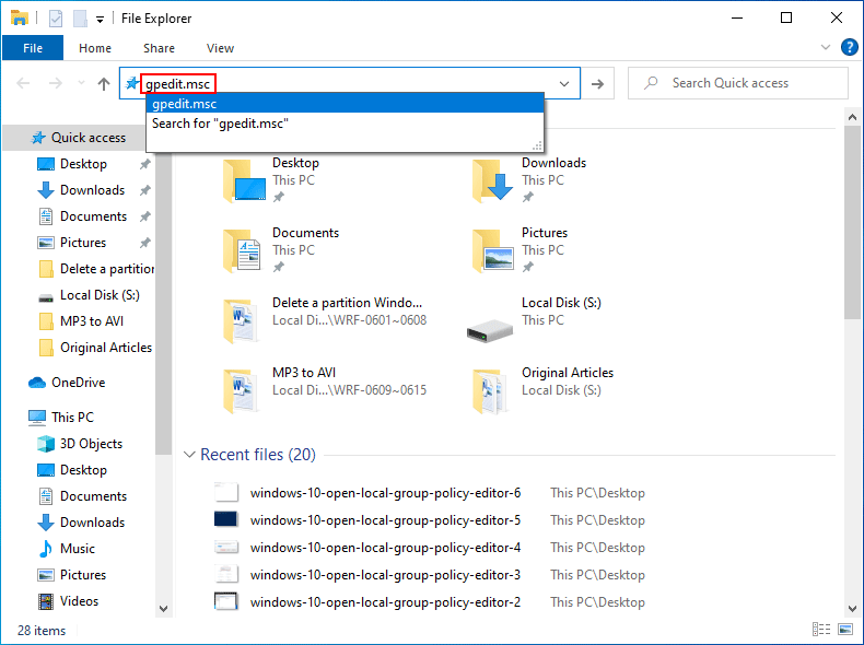 Otvorite u File Exploreru