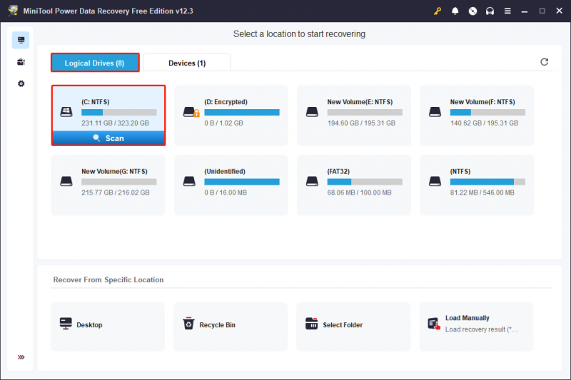   verifique a partição por meio do MiniTool Power Data Recovery