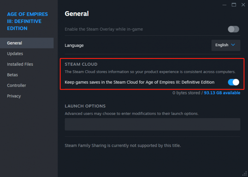   активирайте или деактивирайте Steam Cloud за отделни игри