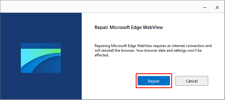   pataisyti „Microsoft Edge WebView“.