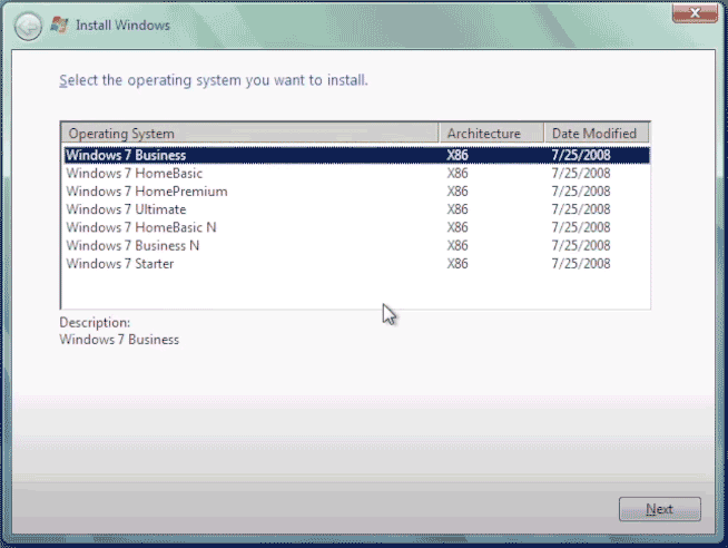   installige Windows 7 6758