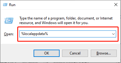   रन बॉक्स में %localappdata% टाइप करें