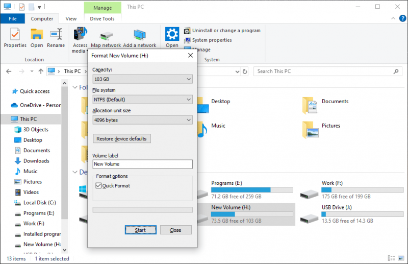   định dạng SSD trong File Explorer