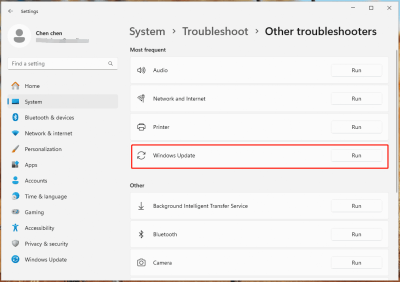   Troubleshooter ng Windows Update