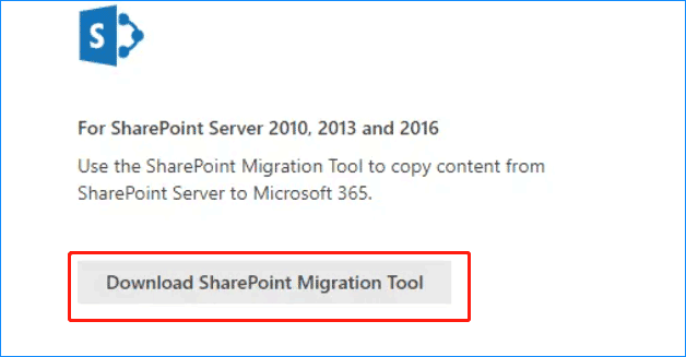   stáhněte si SharePoint Migration Tool v Office 365