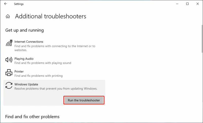   køre Windows Update fejlfinding