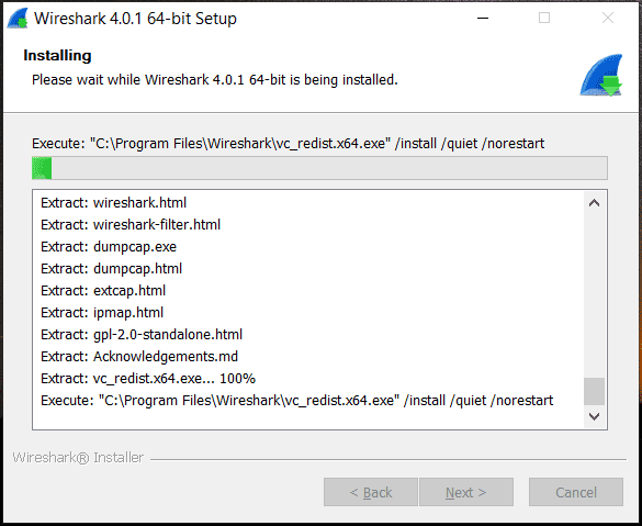   installer Wireshark på Windows 10