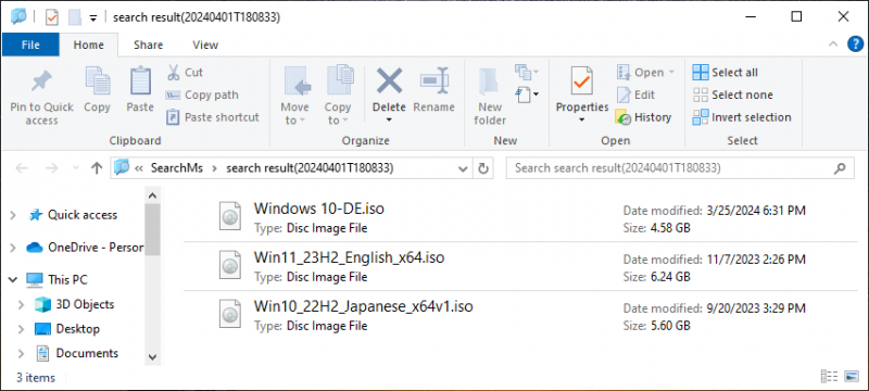   dideli failai rodomi „File Explorer“.