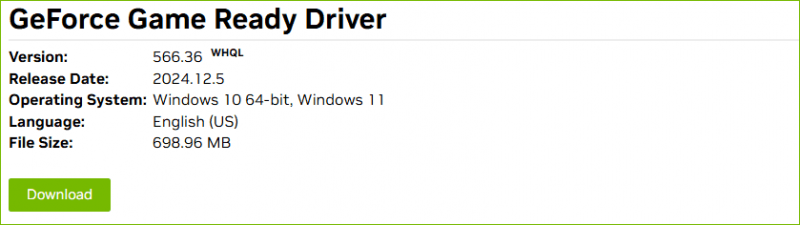   descarregar GeForce Game Ready Driver per a Windows 10