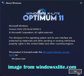   Windows X-Lite Optimum 11 version 24H2